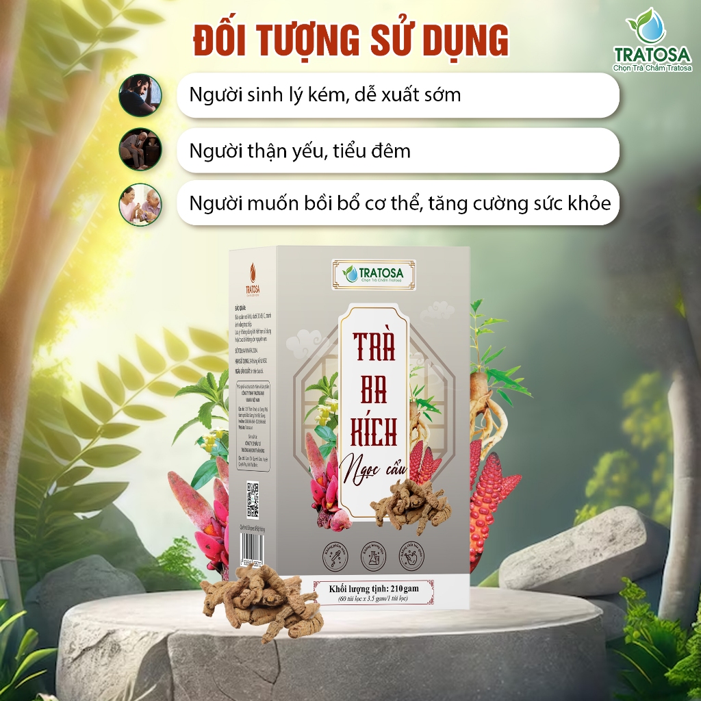 Trà ba kích ngọc cẩu 6 vị giúp Bổ thận,tráng dương,cải thiện thận yếu,đau lưng,tiểu đêm, ngăn ngừa xuất tinh sớm TRATOSA
