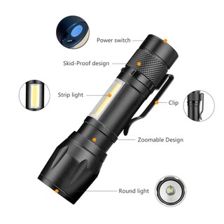 Đèn pin mini cầm tay siêu sáng 3 bóng pin trâu ánh sáng trắng chống nước IPX7 độ sang tối đa 200m