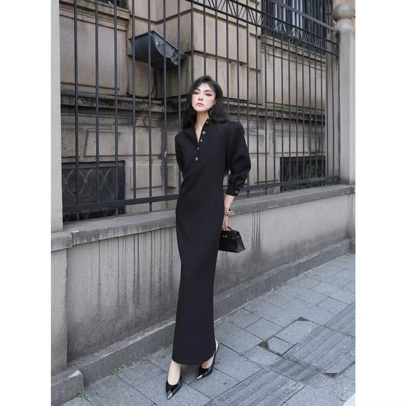 Thanh lý Váy Dài Tay Cổ Đức Cúc Hải Quân Eclipse Clothing