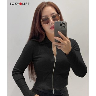  Áo T-Shirt NỮ cổ bẻ dáng ôm vải thun cao cấp khóa 2 chiều TOKYOLIFE C9TSH506N 