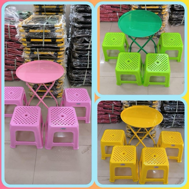 Ghế nhựa trà chanh combo10, bàn xếp trà chanh ,ghế đẩu nhựa