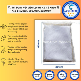 Túi Đựng Vật Liệu Lọc Hồ Cá Có Khóa Kéo 14*20cm, 20*30cm, 30*40cm Tiết Kiệm Thời Gian Vệ Sinh