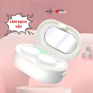 Cốc rửa lens Máy rửa lens sóng âm 360 độ kèm nhíp gắp thông minh tự động giúp sạch kính áp tròng ENO