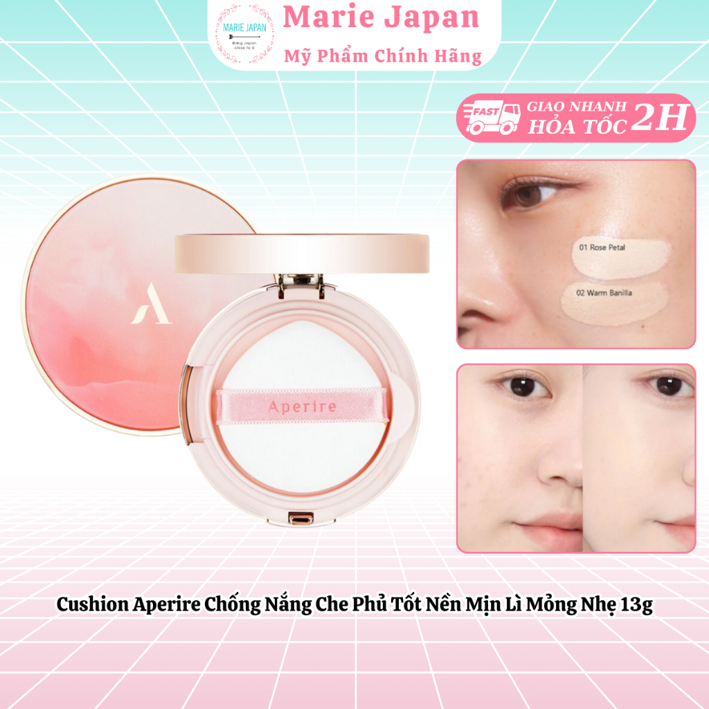 Cushion Aperire Day Dream Cover Chống Nắng Toàn Diện Che Phủ Tốt Mịn Lì Mỏng Nhẹ Hàn Quốc 13g