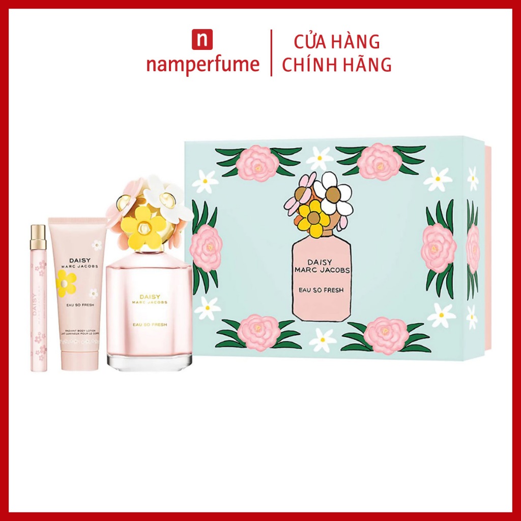 Gift set nước hoa nữ Marc Jacobs Daisy Eau So Fresh 3pcs ( EDT 125ml & EDT 10ml & Body Lotion Dưỡng Da 75ml )