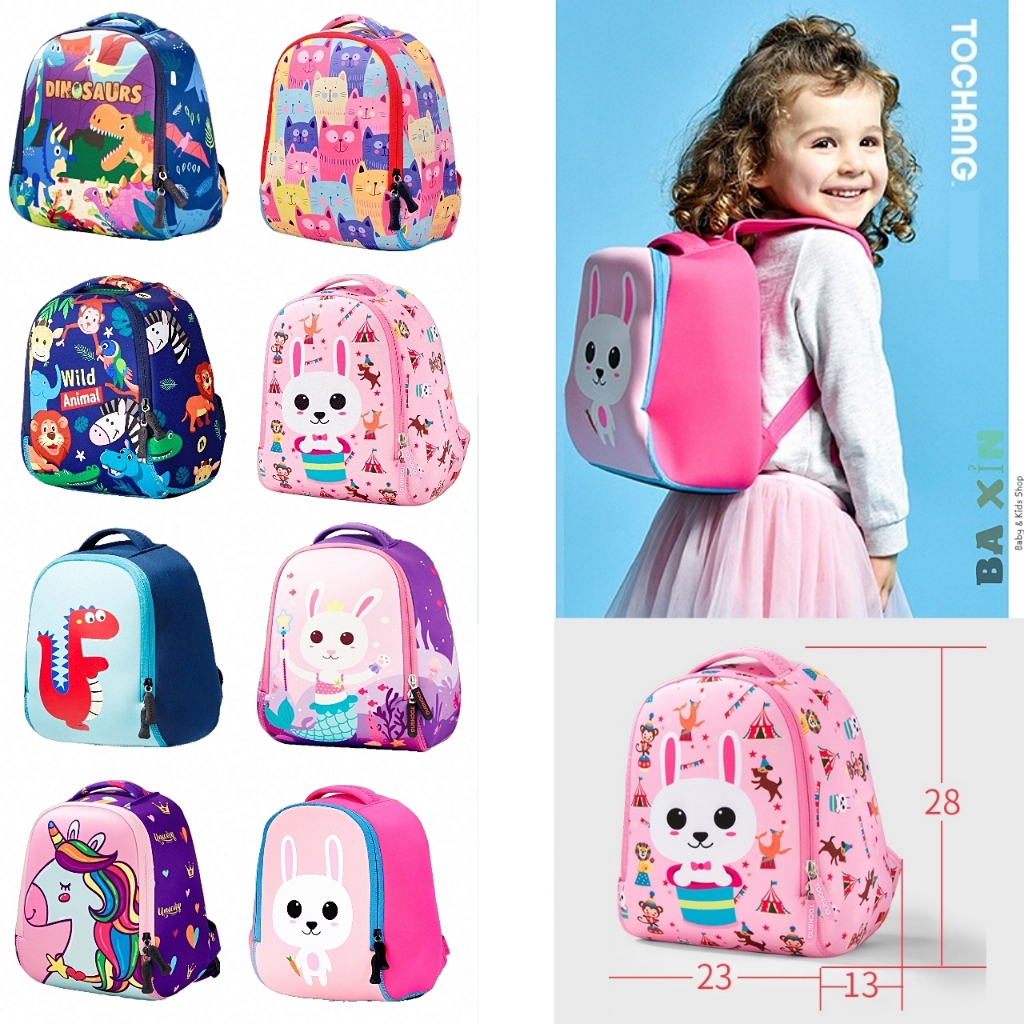 (BIGSIZE23*28*13)Cặp balo mẫu giáo mầm non tiểu học cho trẻ em bé trai bé gái Chất liệu lặn siêu nhẹ