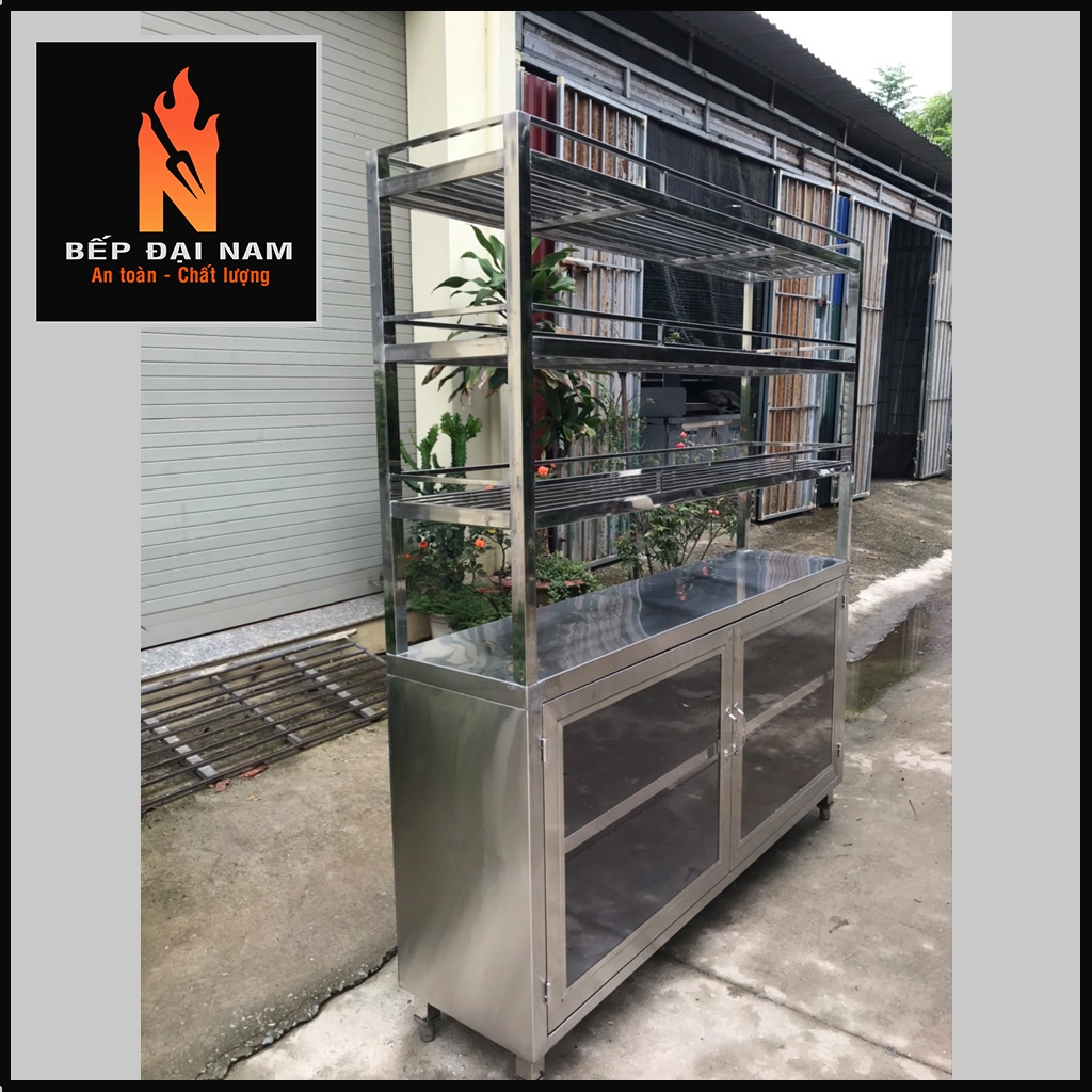 Tủ để bát đĩa 3 tầng, giá để bát đĩa inox, kệ bát đĩa cho nhà hàng, căng tin
