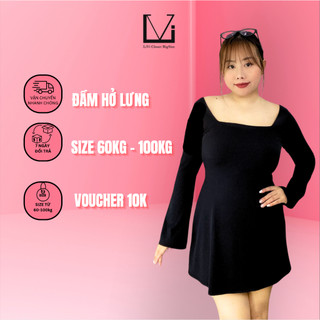 ĐHL Đầm bigsize nữ Livi chính hãng đầm váy đen bigsize nữ hở lưng tay dài sang chảnh che bụng đám cưới dự đi tiệc 100kg