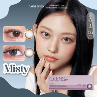 Kính áp tròng 1 ngày cận LENS XOẮN lens nâu xám tự nhiên tròn mắt êm không cộm OLENS MISTY