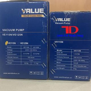 Máy hút chân không Value, 2.0 CFM, model VE115N, dùng cho máy lạnh, điều hoà, điều hoà ô tô, điện lạnh dân dụng