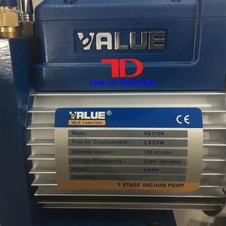 Máy hút chân không Value, 2.0 CFM, model VE115N, dùng cho máy lạnh, điều hoà, điều hoà ô tô, điện lạnh dân dụng