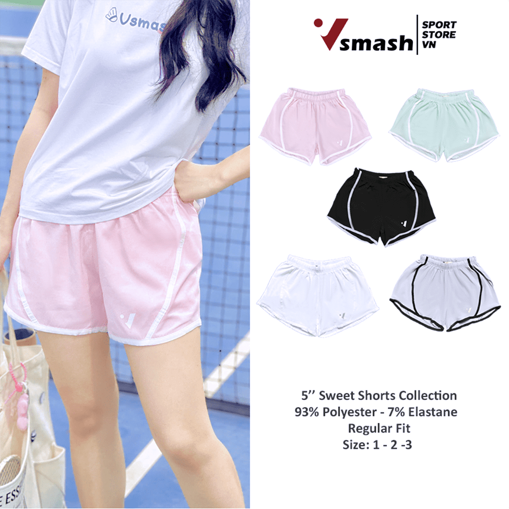 Quần đùi Short Nữ 5'' Thê thao 2 Lớp | Vsmash Sports VN | Nhẹ Nhanh khô Chạy Bộ, Tập Gym, Cầu lông, Tennis, Pickleball