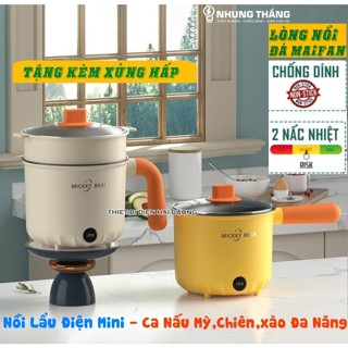 Nồi Lẩu Điện Mini Mickey Bear LD-184 - Ca Nấu Mì,Chiên,Sào Đa Năng - Dung Tích 1.8L - Lòng Nồi Men Đá Maifan Chống Dính