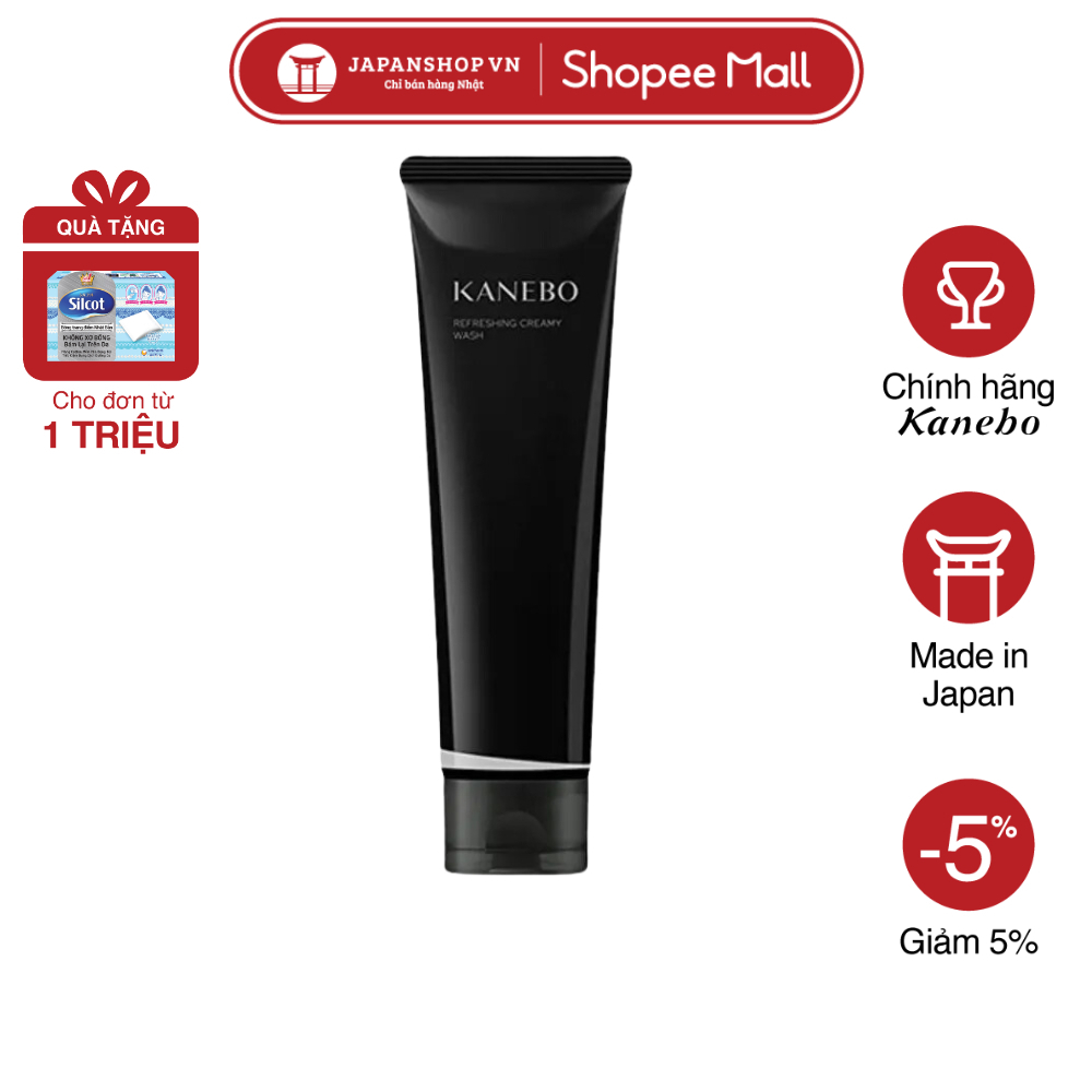  Sữa rửa mặt Kanebo Refreshing Creamy Wash làm sạch da hỗ trợ điều trị mụn kháng viêmm chính hãng Nhật Bản 