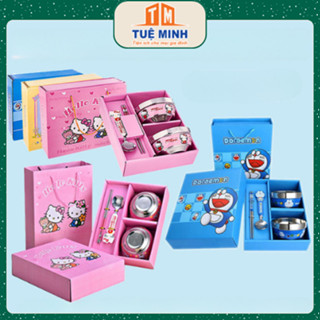 Bộ bát quà tặng cho bé inox 304 làm quà tặng đặc biệt cho bé, sét bát đôi đồ ăn cho bé