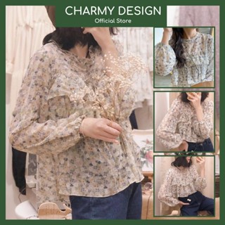 Áo Sơ Mi Nữ Họa Tiết Hoa Nhí Nazu Top  Style Vintage Chất Voan Mềm Mại Đi Học Dạo Phố Ngọt Ngào Dễ Thương Charmy Design