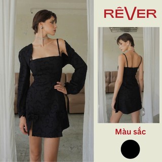 RÊVER Đầm hai dây hoạ tiết hoa phối khoác sang trọng Lichi Dress
