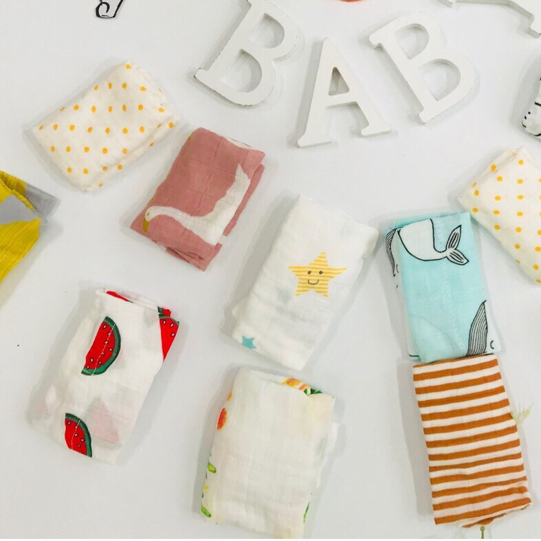 Set 3 khăn sữa sợi tre Muslin Tree xuất Nhật