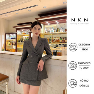 Áo vest nữ, blazer nữ NKN Adela màu xám, thiết kế chiết eo tôn dáng, chất liệu cao cấp.