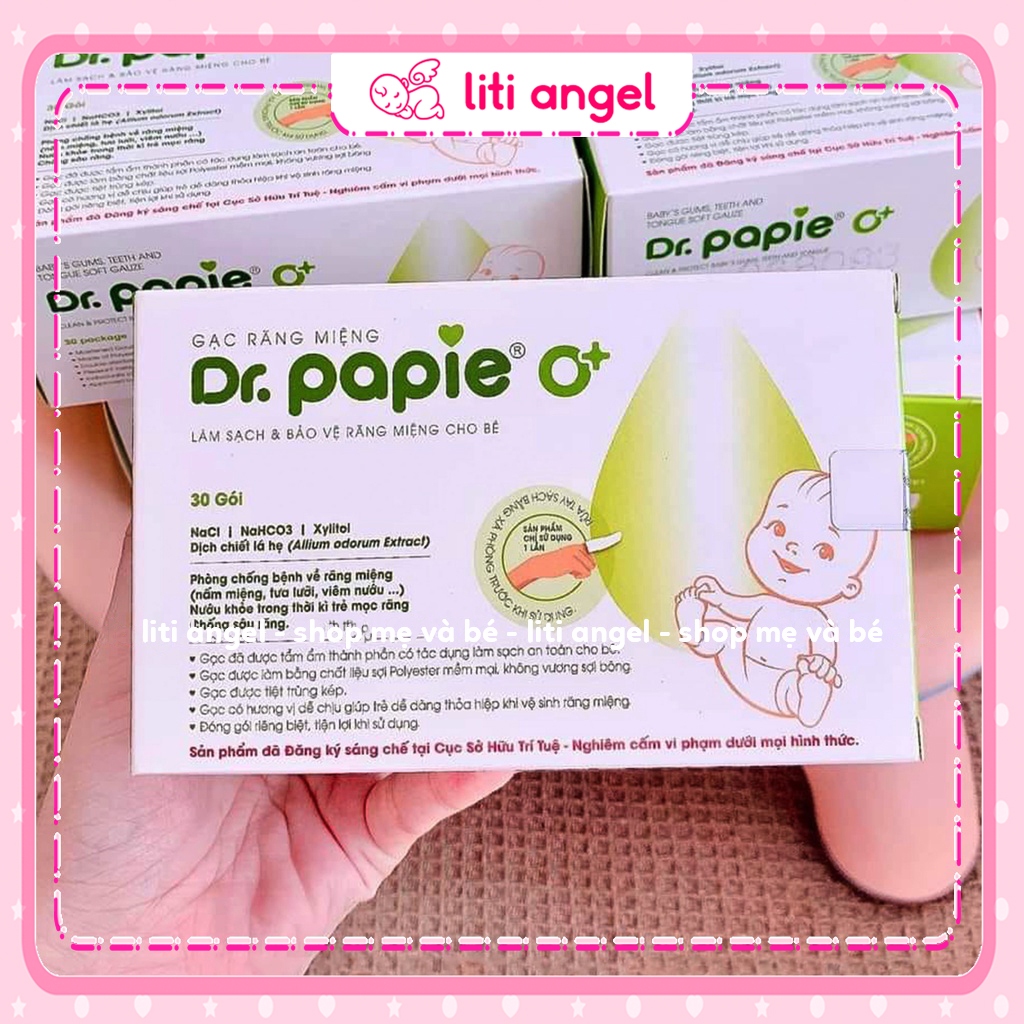 Gạc Rơ Lưỡi Dr Papie vệ sinh răng miệng cho bé - Hộp 30 gói