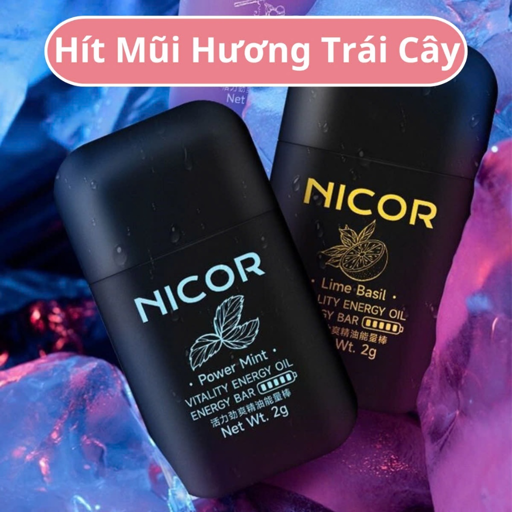 Ống Hít Mũi NICOR 2 Đầu Hương Trái Cây, Ống Hút Thông Mũi Bạc Hà Giảm Nghẹt Mũi Nhanh Chóng, Thông M