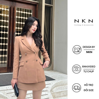 Áo vest nữ, blazer nữ NKN Adela màu nâu, thiết kế chiết eo tôn dáng, chất liệu cao cấp.