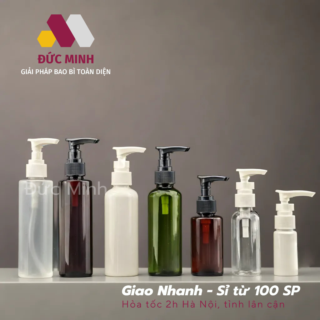Chai nắp nhấn dầu gội 30ml 50ml 60ml 100ml các loại có chốt khóa cao cấp
