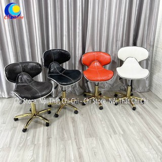 Ghế Xoay Làm Việc Spa Làm Nail Thẩm Mỹ Tựa Lưng Cánh Bướm Da Cá Sấu Dày Dặn Êm Ái Xoay 360 Độ Nâng Hạ 40-55cm