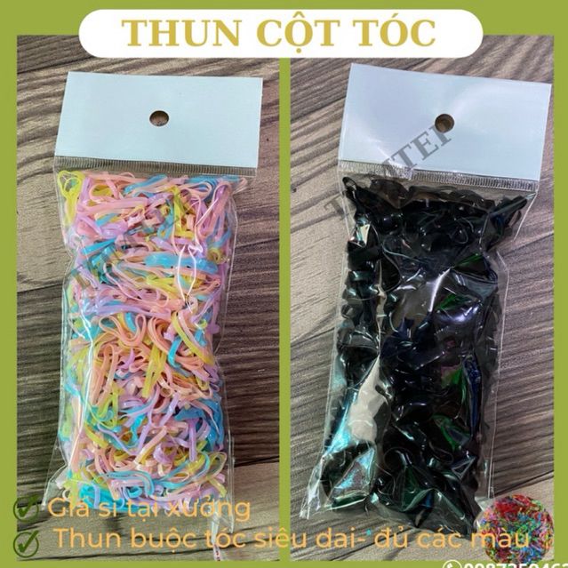 Túi Thun cột tóc co giãn màu đen, nhiều màu 200g ( sợi trung )