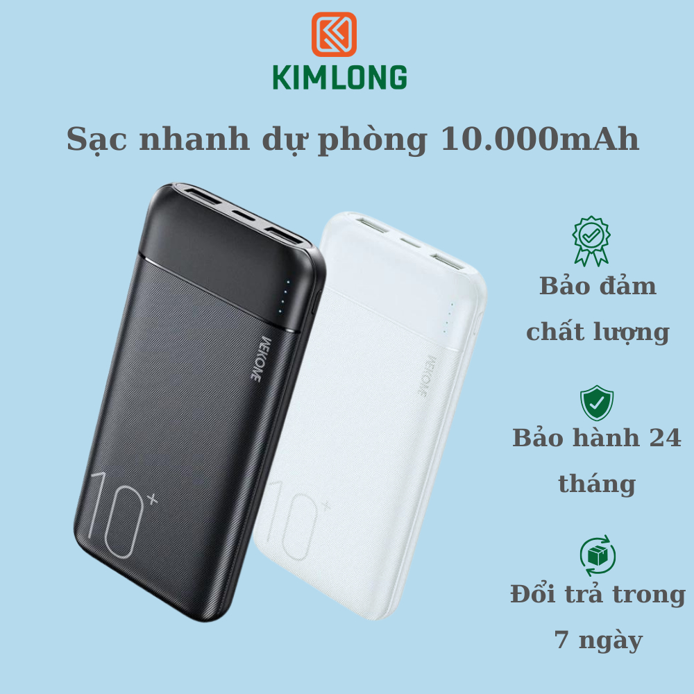 Pin Sạc Dự Phòng Dung Lượng 10.000mAh Hỗ Trợ Sạc 2 Cổng Tiện Lợi