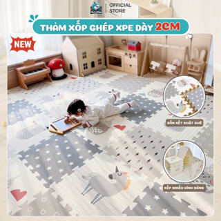 Thảm Xốp Lót Sàn XPE Pakey Siêu Êm Dày 2cm, Thảm Ghép Cho Bé Tập Bò Có Vân Chống Trượt Dễ Dàng Vệ Sinh
