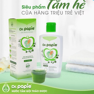 Sữa tắm thảo dược Dr papie 0m+ 230ml 500ml, Bọt tắm gội tảo dược Dr Papie 6m+