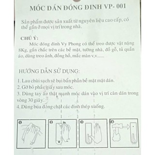 Móc dán có đinh đóng .7cm- 3 cái...