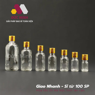 Lọ đựng tinh dầu thủy tinh trong nắp nhôm vàng 5ml/10ml/15ml/30ml/50ml/100ml [Giá sỉ/lẻ]
