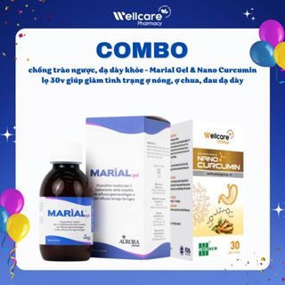Combo Marial Gel & Nano Curcumin hộp 30v giúp giảm tình trạng ợ nóng, ợ chua, đau dạ dày