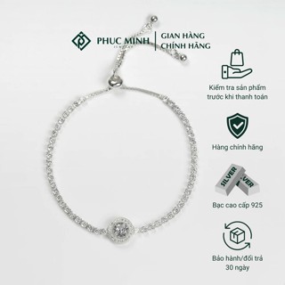  Lắc tay bạc PMJ vòng tay đính đá tròn cá tính trang sức nữ cao cấp PMJS0344L Phúc Minh Jewelry 