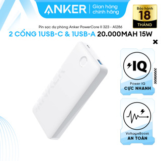 Pin Sạc Dự Phòng ANKER 325 Powercore II 20000mAh 15W - 2 cổng sạc (1USB-C & 1USB-A) - A1286 (màu trắng)