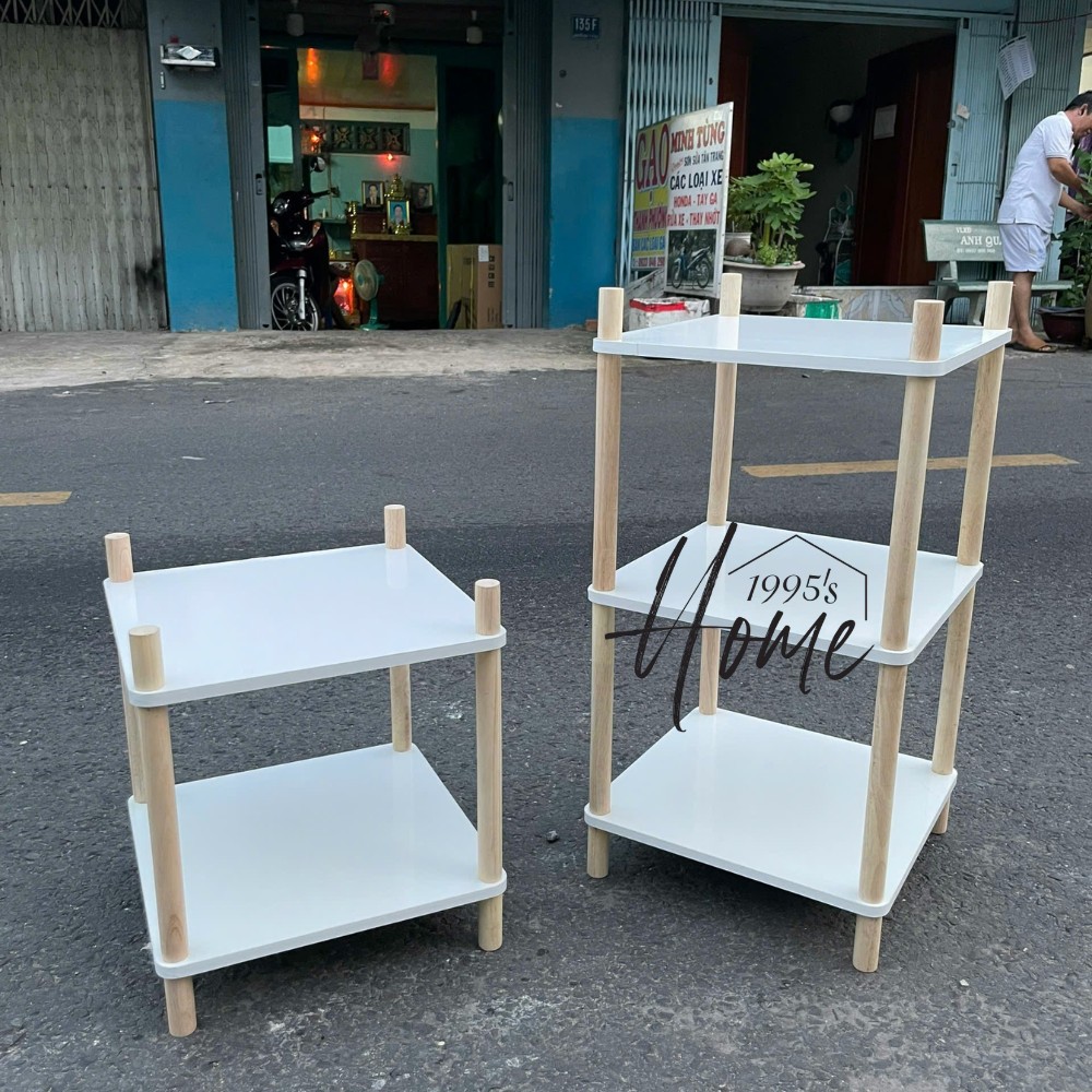 KỆ VUÔNG TRẮNG ĐẦU GIƯỜNG - KỆ 3 TẦNG - TAB GỖ