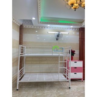 Giường sắt 2 tầng cao cấp 1m2 x 2m màu trắng