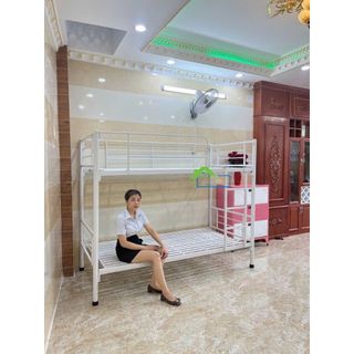 Giường sắt 2 tầng cao cấp 1m2 x 2m màu trắng
