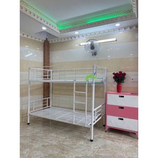Giường sắt 2 tầng cao cấp 1m2 x 2m màu trắng