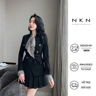 Áo vest nữ, blazer nữ NKN Laurent màu đen, thiết kế chiết eo 6 cúc, chất liệu cao cấp.