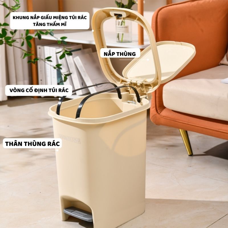 Thùng Đựng Rác Đạp Chân 20, 30L, Thùng Rác Có Nắp Đậy Chống Mùi, Thùng Đựng Rác Sang Trọng TR021 | BigBuy360 - bigbuy360.vn
