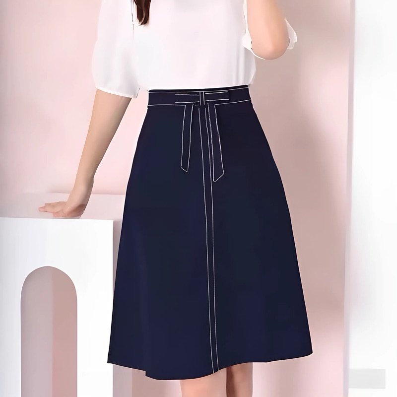 Chân váy chữ A thắt nơ trần chỉ