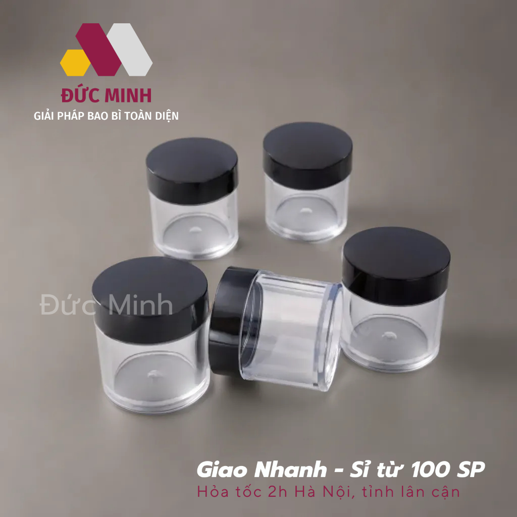 HỦ NHỰA TRONG SUỐT NẮP ĐEN - Hủ nhỏ 3gr/ 5gr/ 10gr/ 20gr/ 30gr/ 50gr ĐỰNG MĨ PHẨM