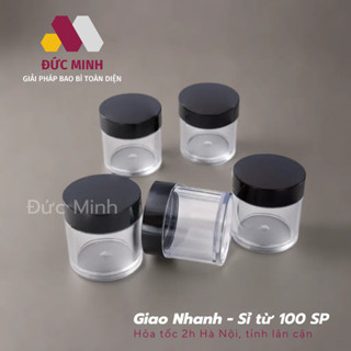 HỦ NHỰA TRONG SUỐT NẮP ĐEN - Hủ nhỏ 3gr/ 5gr/ 10gr/ 20gr/ 30gr/ 50gr ĐỰNG MĨ PHẨM