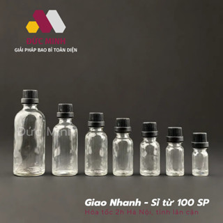 Lọ chiết tinh dầu thủy tinh nắp nhựa đen nhỏ giọt 5ml/10ml/15ml/20ml/30ml/50ml/100ml