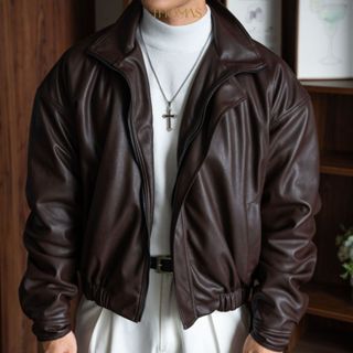  Áo Khoác Da Nam THOMAS Henry Leather Jacket Cao Cấp Cổ Bẻ Khóa Zip Chính Hãng Thomas Stu AD01 