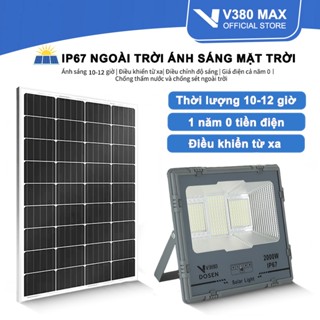 Đèn Năng Lượng Mặt Trời V380 MAX Siêu Sáng Loại Pha Thế Hệ 100W 300W 600W IP67 Chống nước ngoài trời