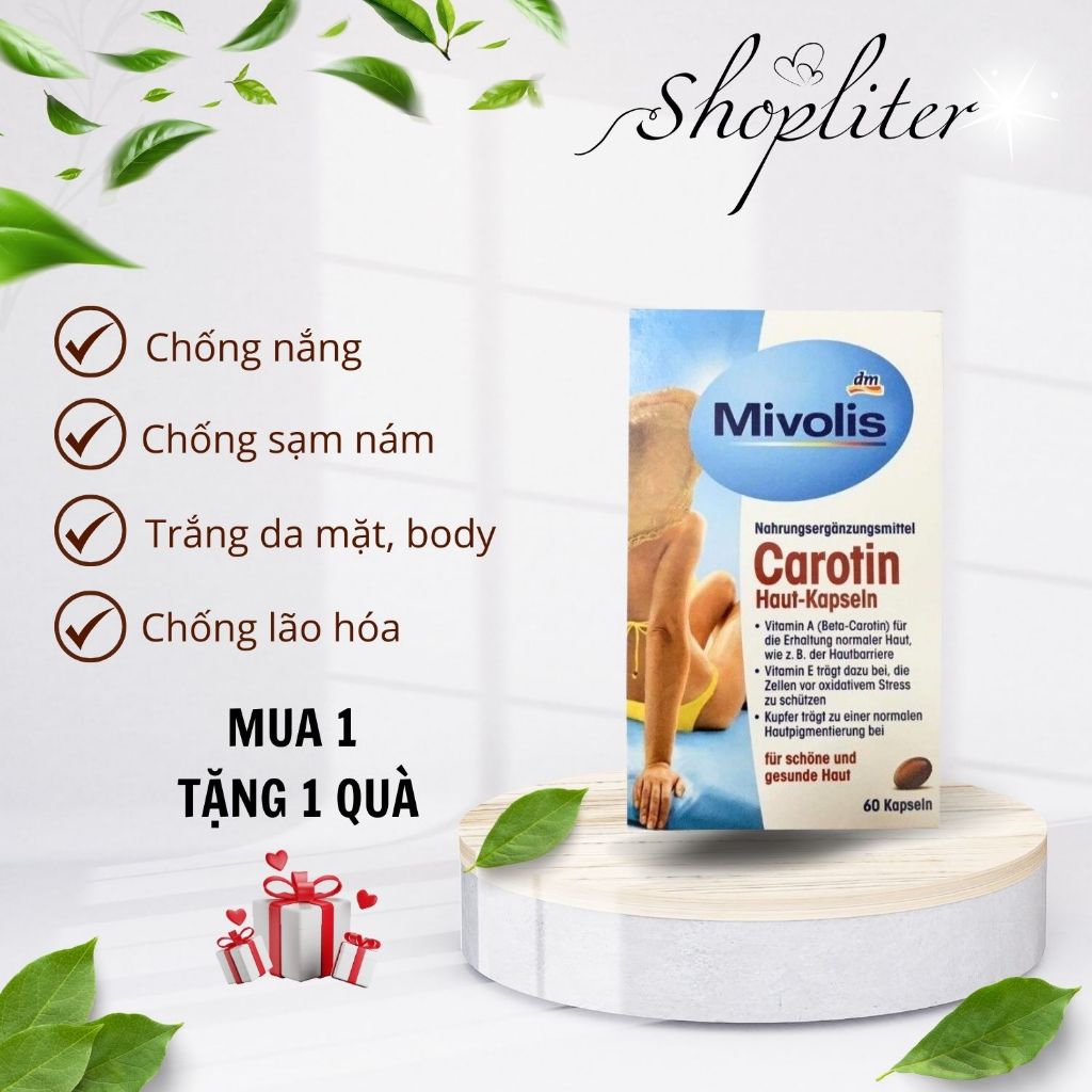 Chống Nắng Mivolis Carotin Viên Uống Chống Nắng Body Mặt Trắng Da Mờ Thâm Sản Sinh Collagen Tái Tạo Da Chống Lão Hoá., 